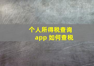 个人所得税查询app 如何查税